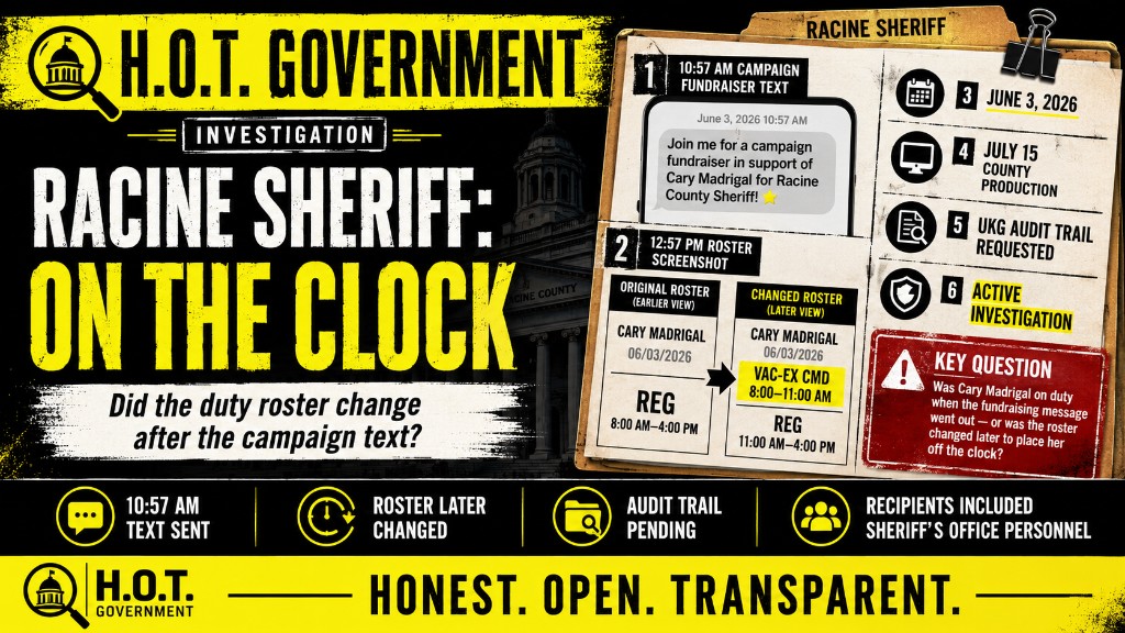 Racine Sheriff: On the Clock — H.O.T. Government investigation